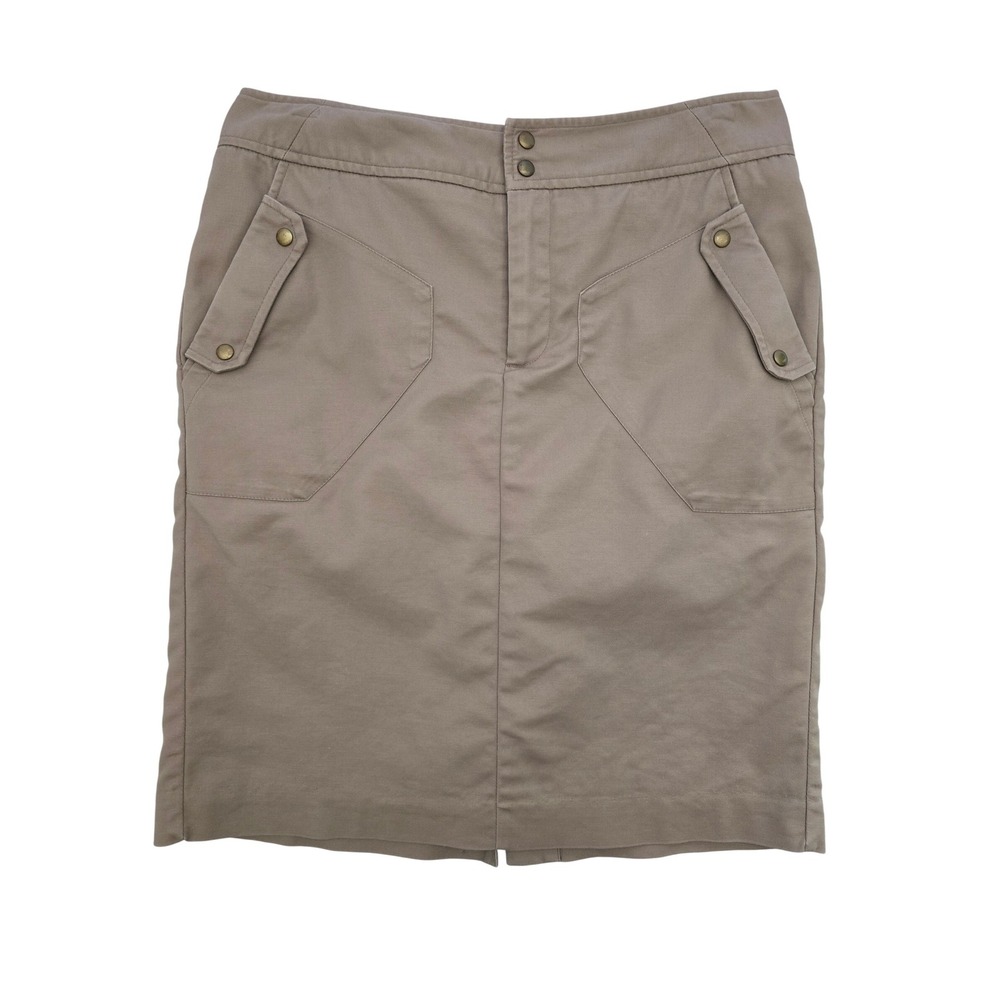Worthington Women's Khaki Cotton Stretch Snap Pocket Pencil Cargo Skirt 8